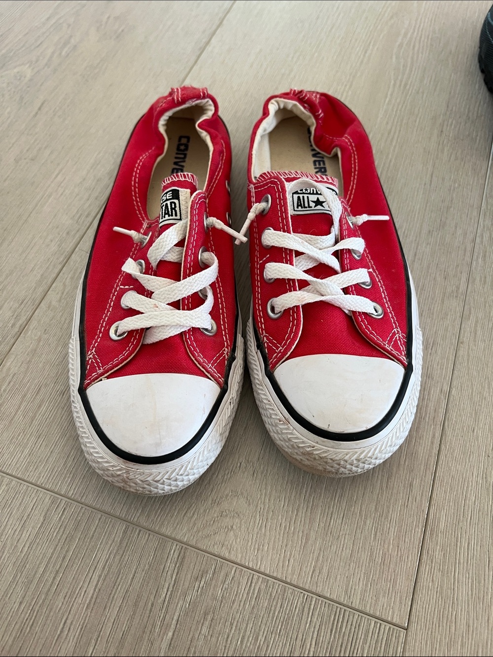 Converse Kids Red Canvas Low-Top Slip-On Sneakers with White Laces